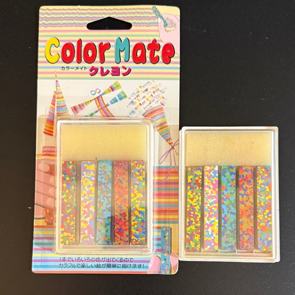 Two sets of Japanese Dot Flower multicolor crayons